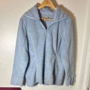 L.L. Bean Sky Blue Soft fleece Pull‎ Over Quarter Zip Sweater Sz Misses L